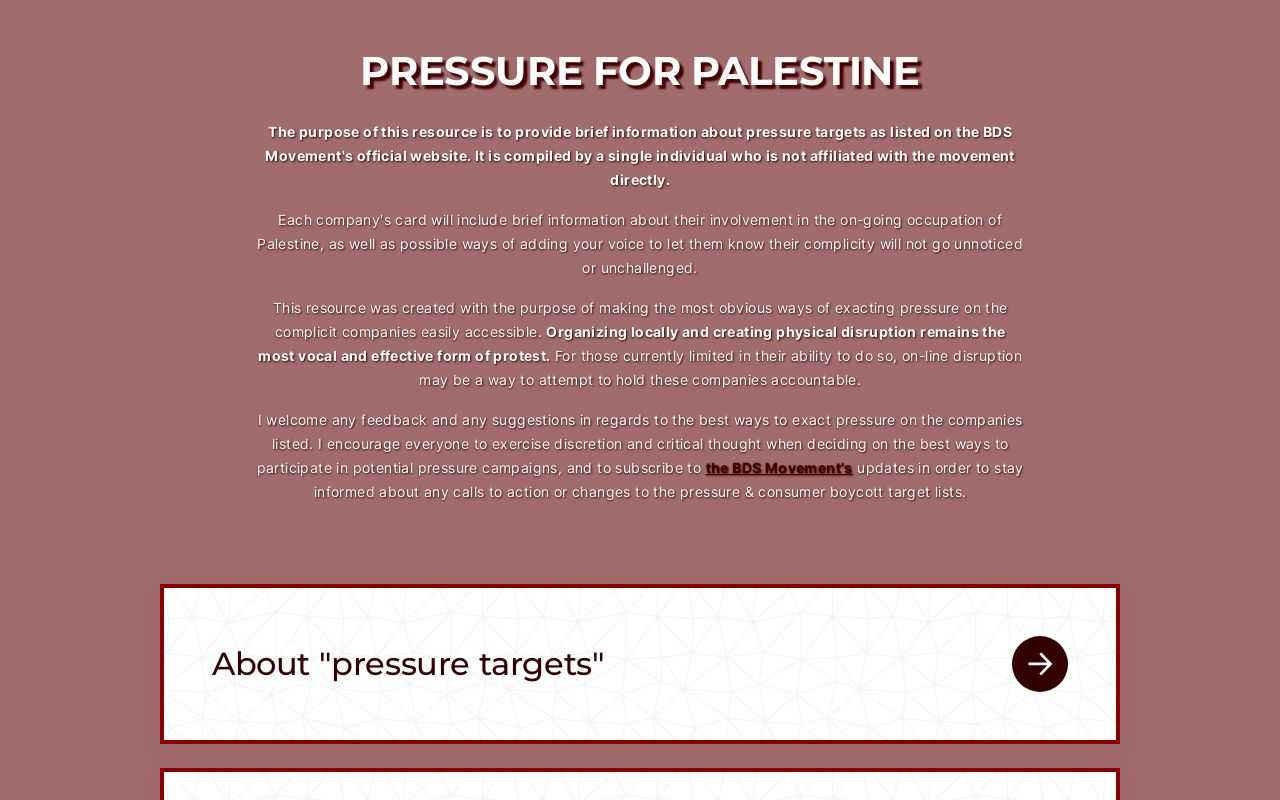 Pressure for Palestine